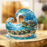 Sea Turtle Grandma Gift - Personalized Grandma Custom Shaped Acrylic Plaque