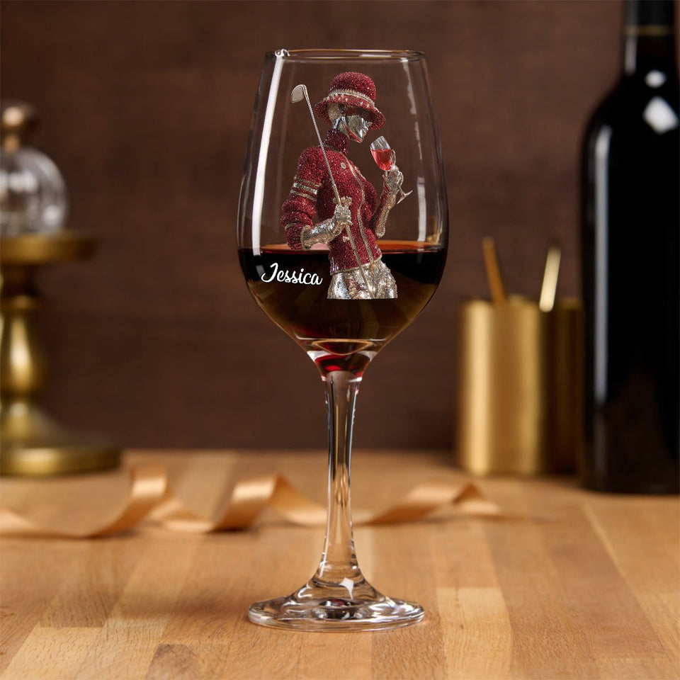 Golf And Wine - Personalized Golf Wine Glass With Long Stem
