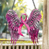Sensibilisation au cancer du sein - Aile d'ange ruban rose - Décoration attrape-soleil personnalisée à suspendre à la fenêtre pour la sensibilisation au cancer du sein 