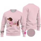 Pink Dachshund Knit - Personalized Breast Cancer Awareness Ugly Sweater