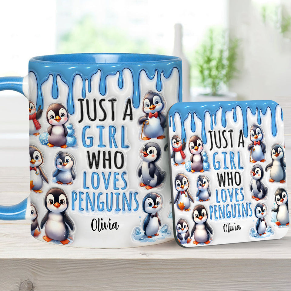 Just A Girl Who Loves Penguins - Personalized Accent Mug