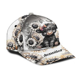 Black and White Highland Cow Flower - Personalized Highland Cow Classic Cap