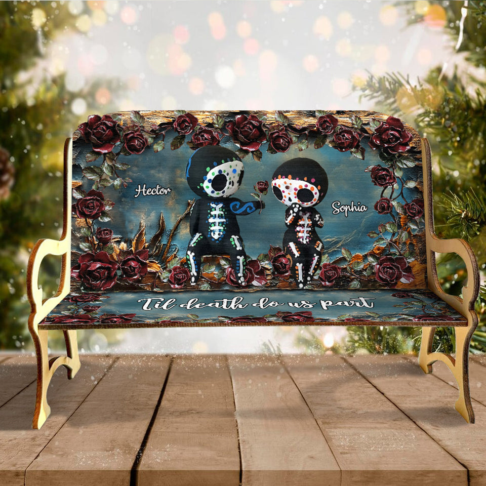 Til Death Do Us Part - Personalized Skull Wooden Bench