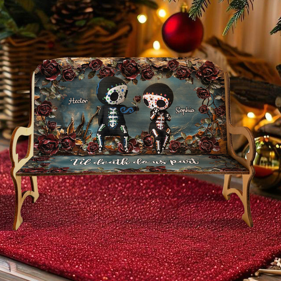 Til Death Do Us Part - Personalized Skull Wooden Bench