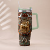 Love Horses - Personalized Horse Tumbler With Plush Charm