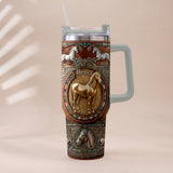 Love Horses - Personalized Horse Tumbler With Plush Charm