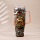 Love Horses - Personalized Horse Tumbler With Plush Charm
