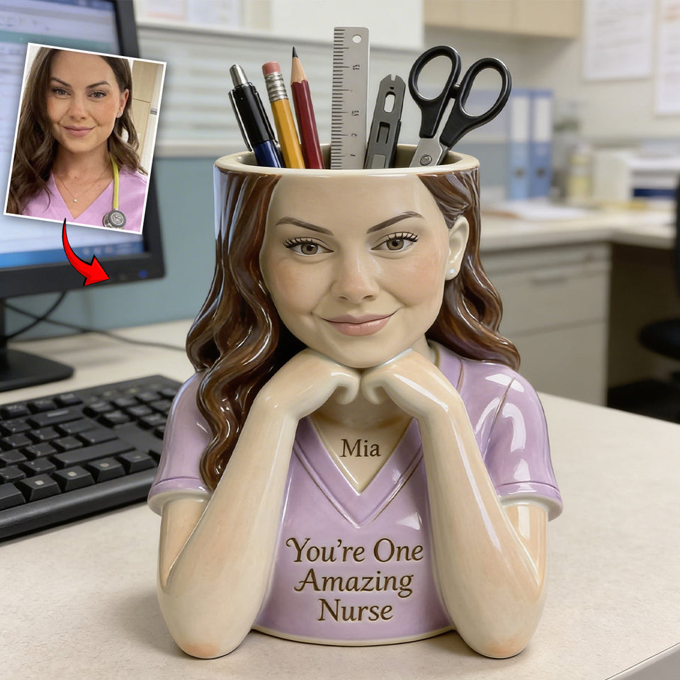 You're One Amazing Nurse - Personalized Nurse Wooden Desk Organizer