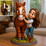 Love Horses Cartoonish Style - Personalized Horse Custom Shaped Acrylic Plaque