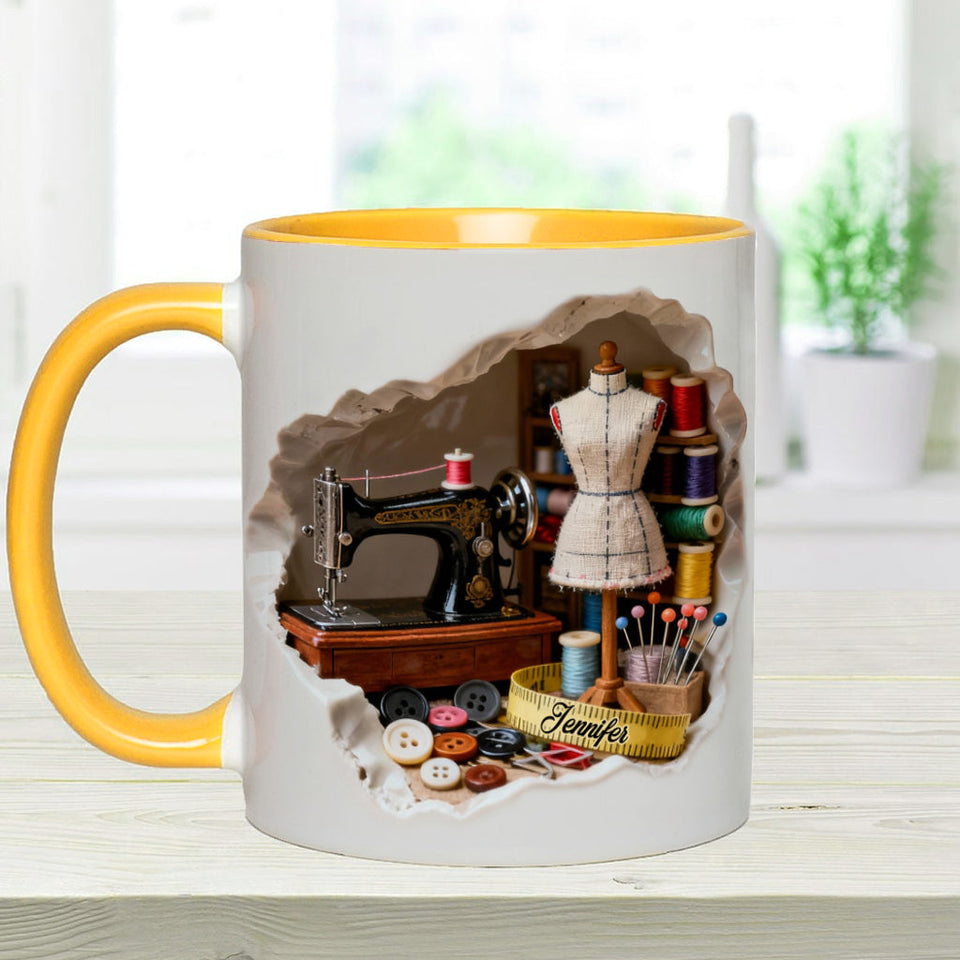 Love Sewing Miniature Sewing Room - Personalized Sewing Accent Mug