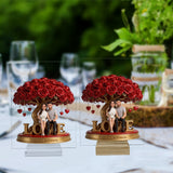 Custom Lesbian Couple Figurine Statue under Red Rose Tree, Engraved Name, Romantic Same Sex LGBT Anniversary Wedding Gift Home Decor