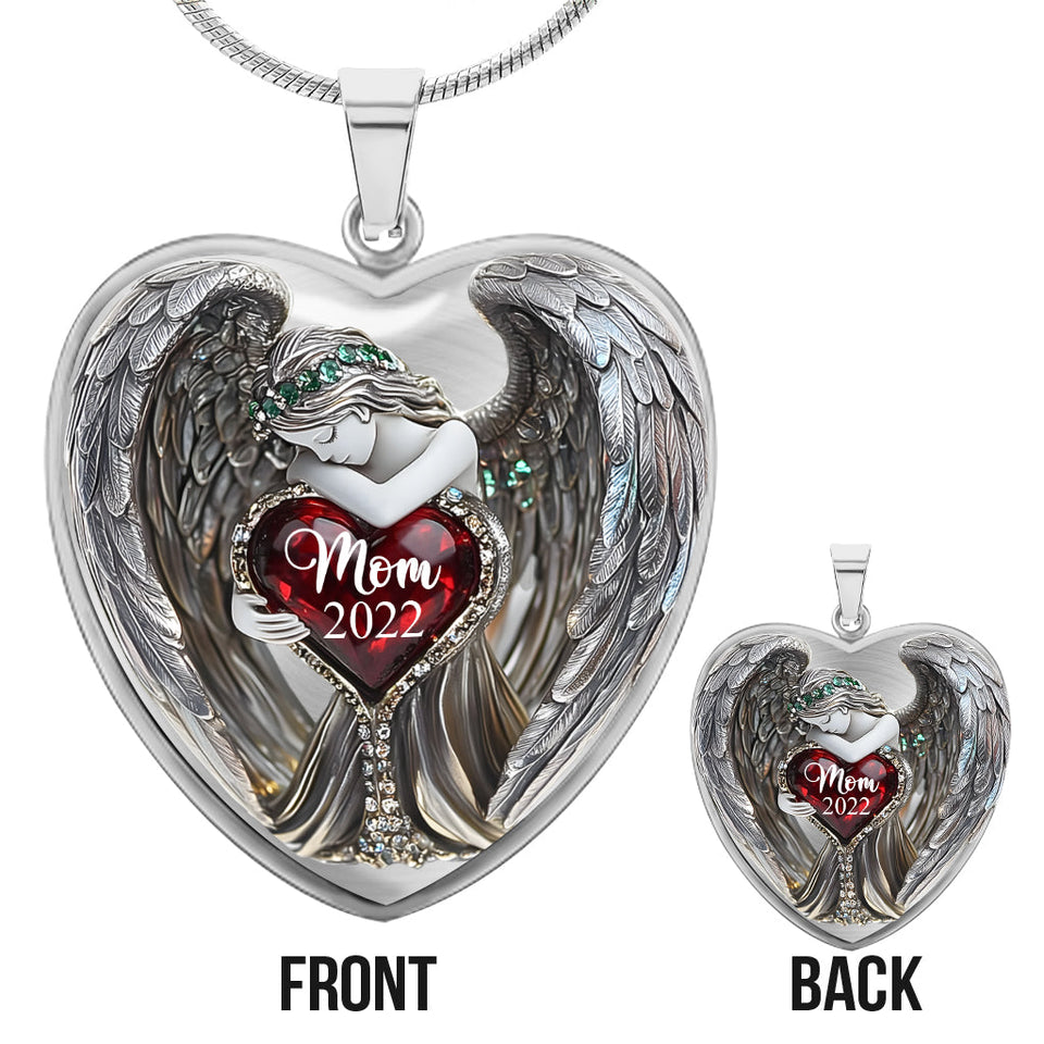 Angel Wings - Personalized Memorial Heart Pendant Necklace