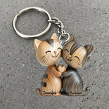 Cute Cat Couple - Personalized Cat Keychain