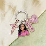 Custom Any Photo - Personalized Nurse Premium Keychain With Charms