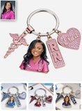Custom Any Photo - Personalized Nurse Premium Keychain With Charms