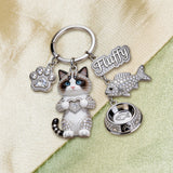 I Love My Cat - Personalized Cat Premium Keychain With Charms