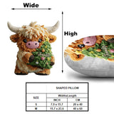 Cute Highland Cow Merry Christmas - Personalized Highland Cow Shaped Pillow