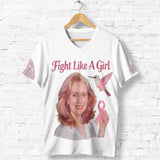 Strong Warriors - Personalized Breast Cancer Awareness Fully Printed V-Neck T-Shirt
