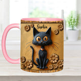 Cute Black Cat - Personalized Black Cat Accent Mug