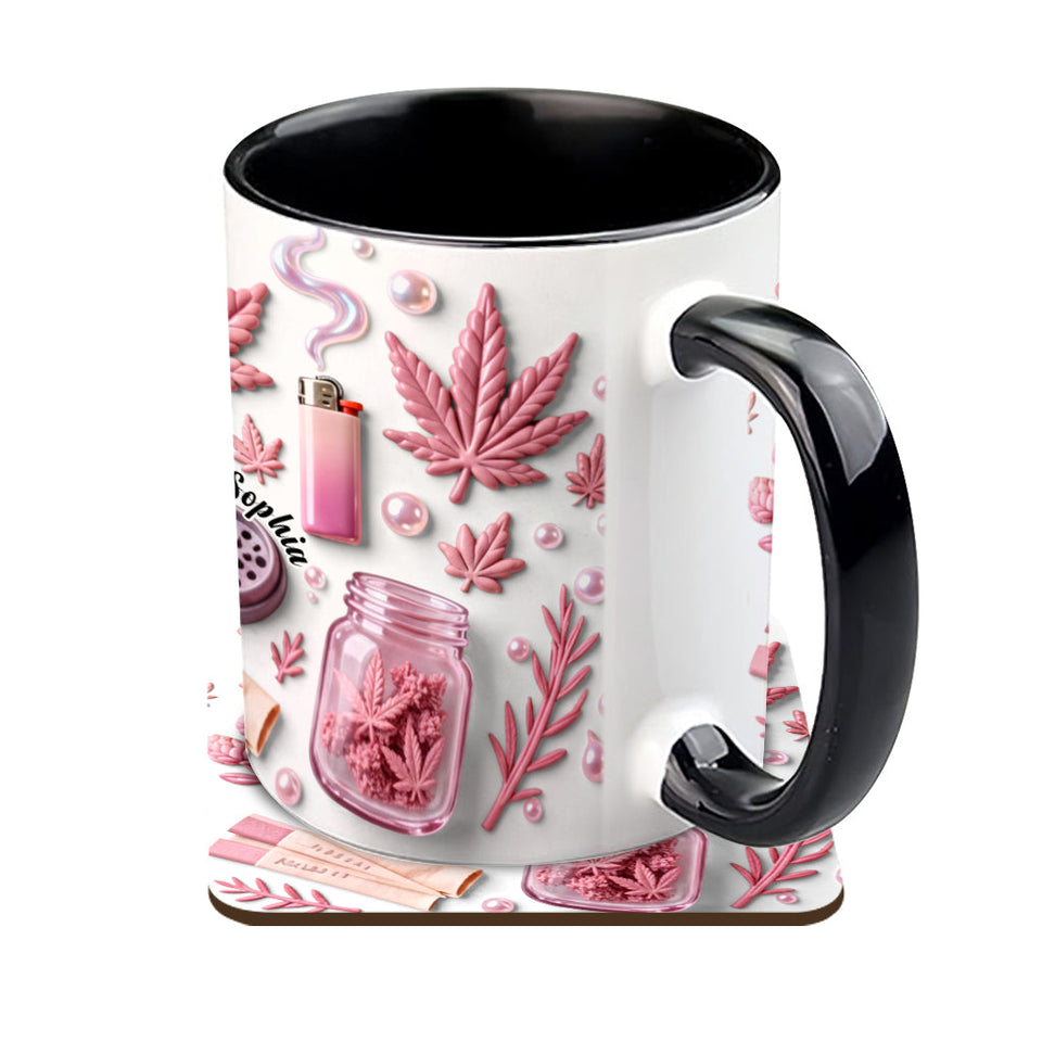 Green Magic Leaf - Personalized Weed Accent Mug & Coaster
