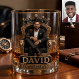 Gift For Black King, Custom Gift Father's Day - Personalized Father Whiskey Bottle & Glass