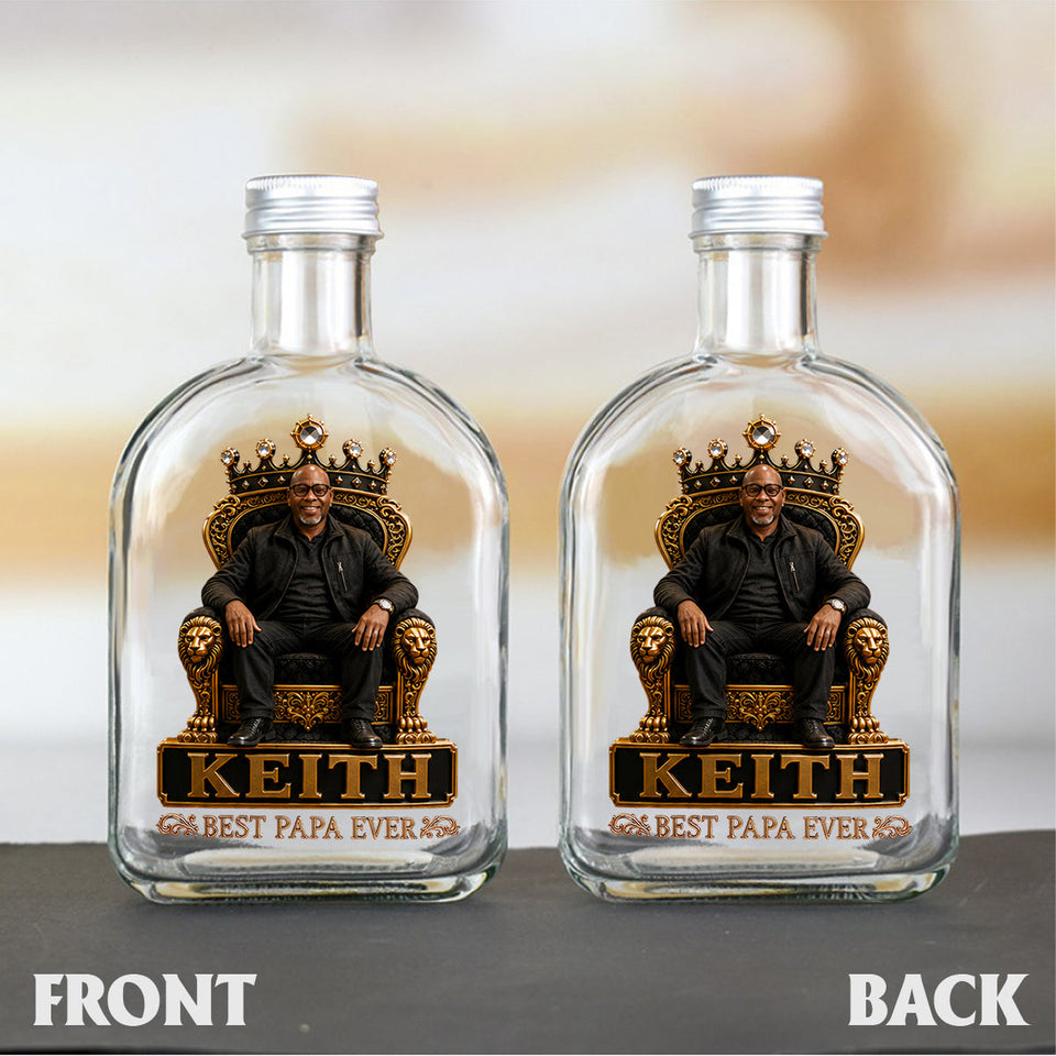 Gift For Black King, Custom Gift Father's Day - Personalized Father Whiskey Bottle & Glass