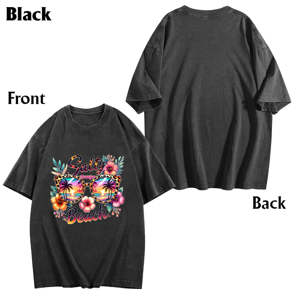 Salty Beach - Personalized Sea Lover Wash T-Shirt