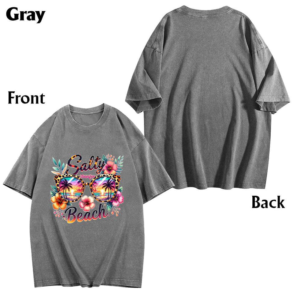 Salty Beach - Personalized Sea Lover Wash T-Shirt