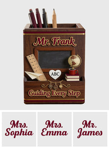 Vintage Teacher - Personalized Teacher Wooden Desk Organizer