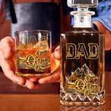 Dad & Kids Fist Bump - Personalized Father Whiskey Decanter Set