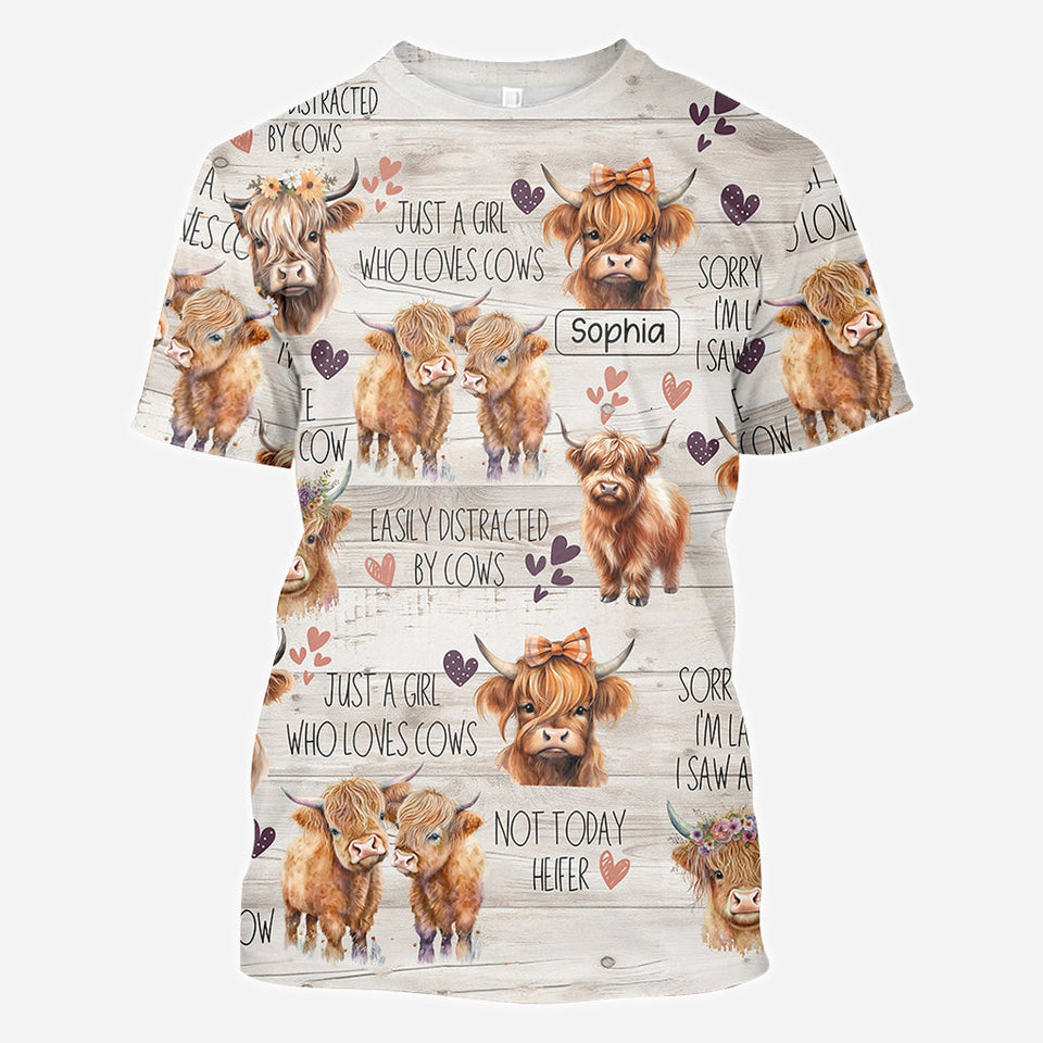 Just A Girl Who Loves Highland Cows - Personalized Highland Cow All Over Shirt