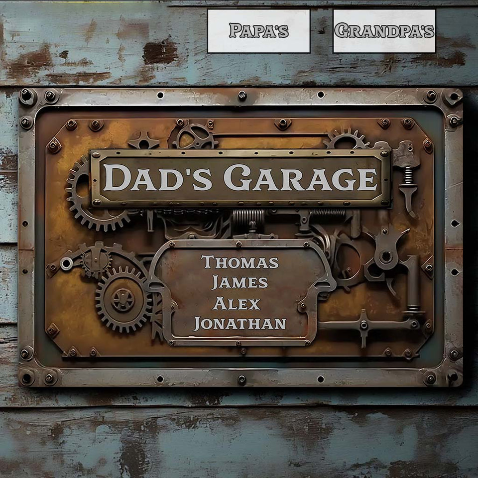 Dad's Garage - Personalized Father Rectangle Metal Sign