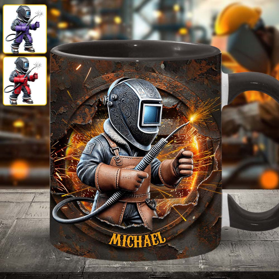 Proud Welder Man - Personalized Welder Accent Mug