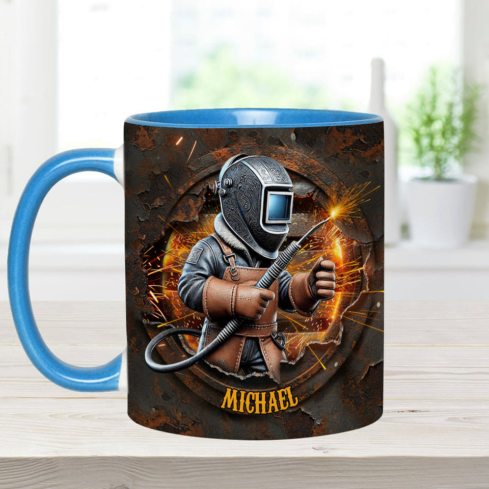 Proud Welder Man - Personalized Welder Accent Mug