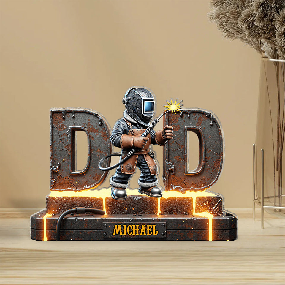 Gift For Welder Man, Dad, Grandpa - Personalized Welder Custom Shaped Acrylic Plaque