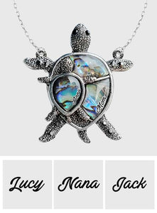 Mom Grandma Turtle - Personalized Mother Custom Shaped Pendant Necklace