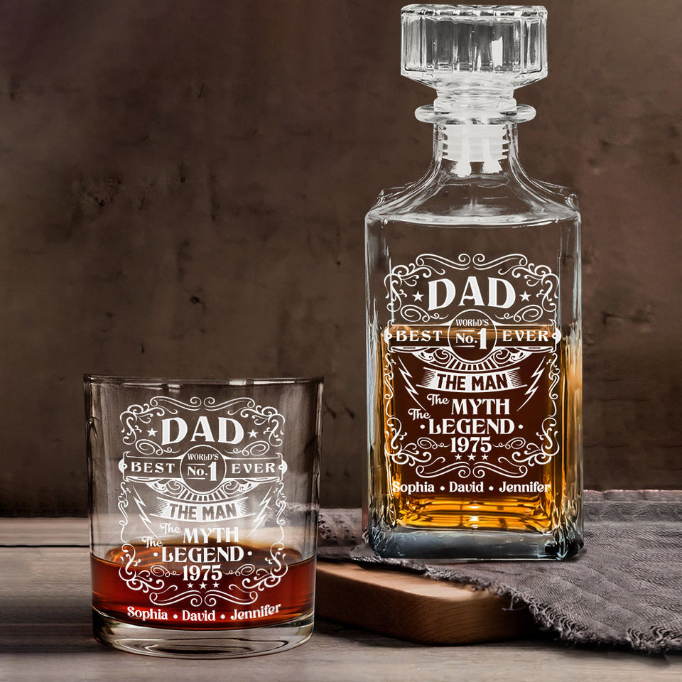 The Man The Myth The Legend - Personalized Father Whiskey Decanter Set