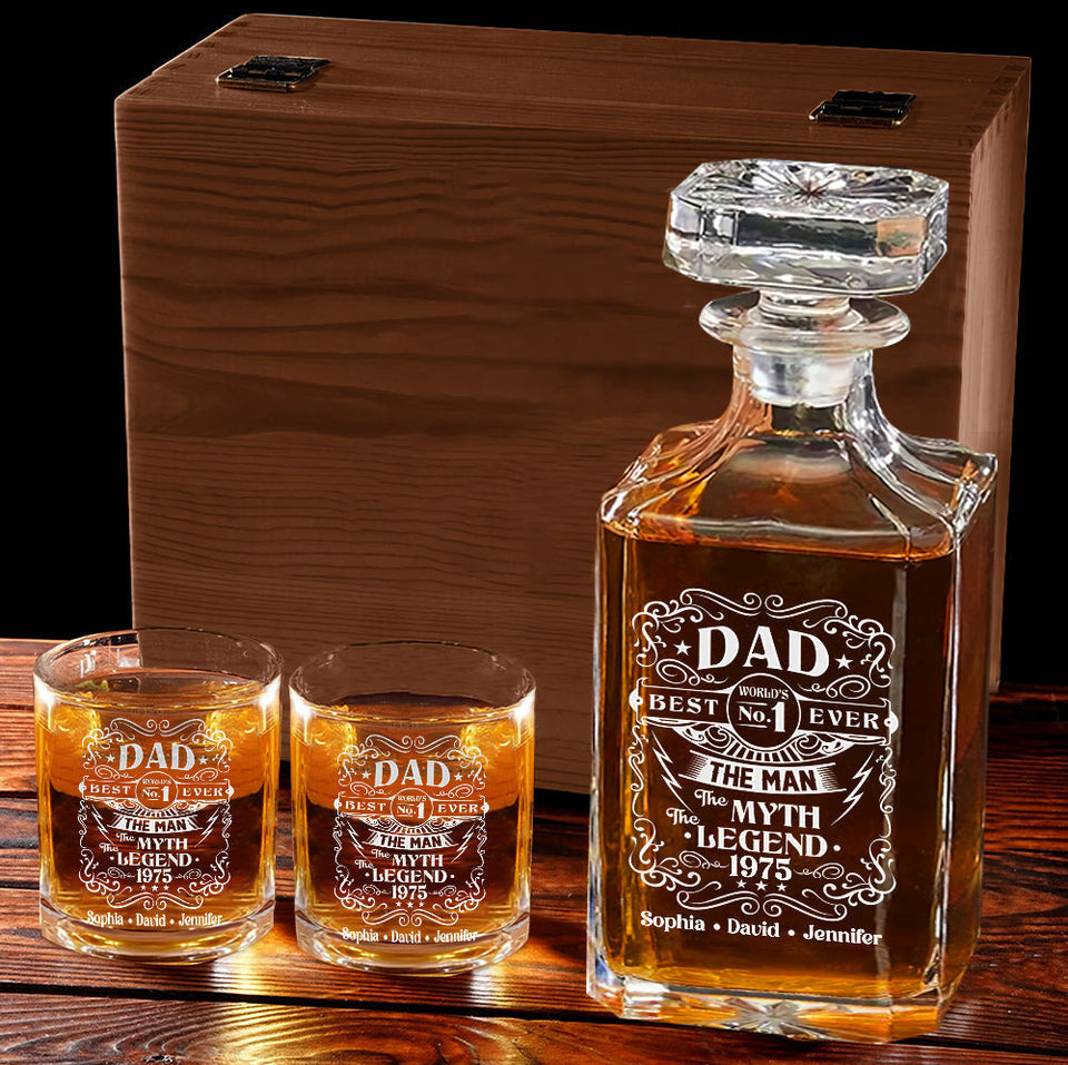 The Man The Myth The Legend - Personalized Father Whiskey Decanter Set