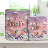 Love SkyDiving - Personalized Skydiving Accent Mug & Coaster