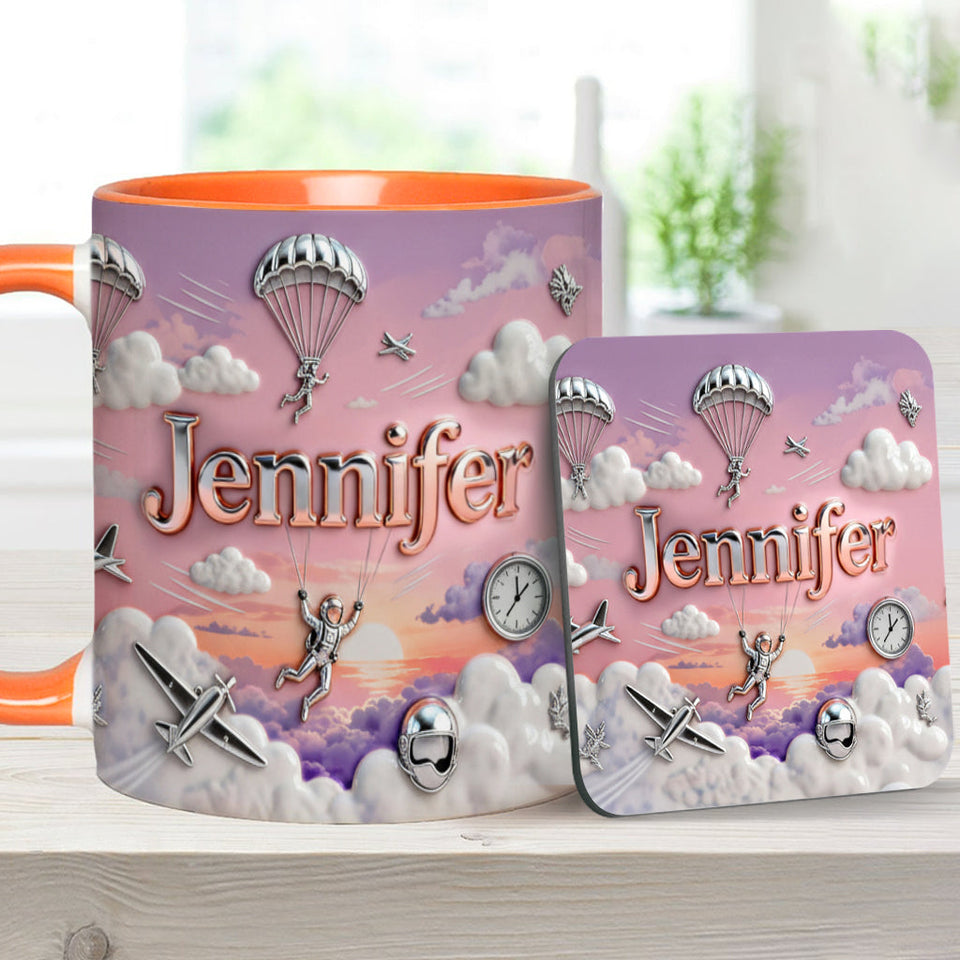 Love SkyDiving - Personalized Skydiving Accent Mug & Coaster