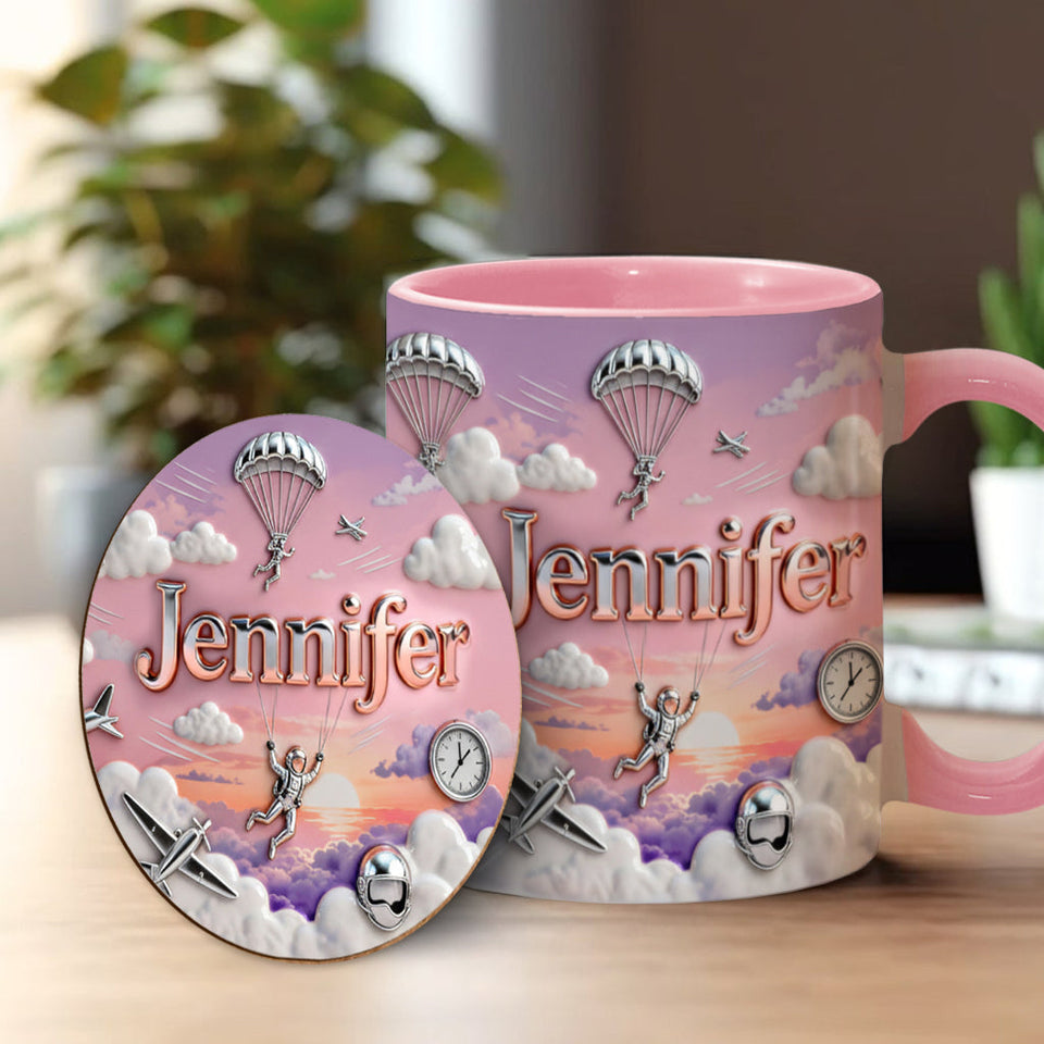 Love SkyDiving - Personalized Skydiving Accent Mug & Coaster