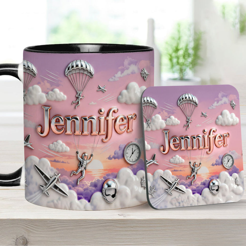 Love SkyDiving - Personalized Skydiving Accent Mug & Coaster