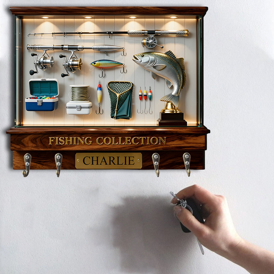 Love Fishing - Personalized Fishing Custom Shaped Hanging Rack