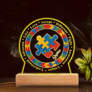 Pièce de puzzle avec affirmation positive pour la sensibilisation à l'autisme - Plaque lumineuse personnalisée en forme de symbole de sensibilisation à l'autisme