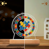 Pièce de puzzle avec affirmation positive pour la sensibilisation à l'autisme - Plaque lumineuse personnalisée en forme de symbole de sensibilisation à l'autisme