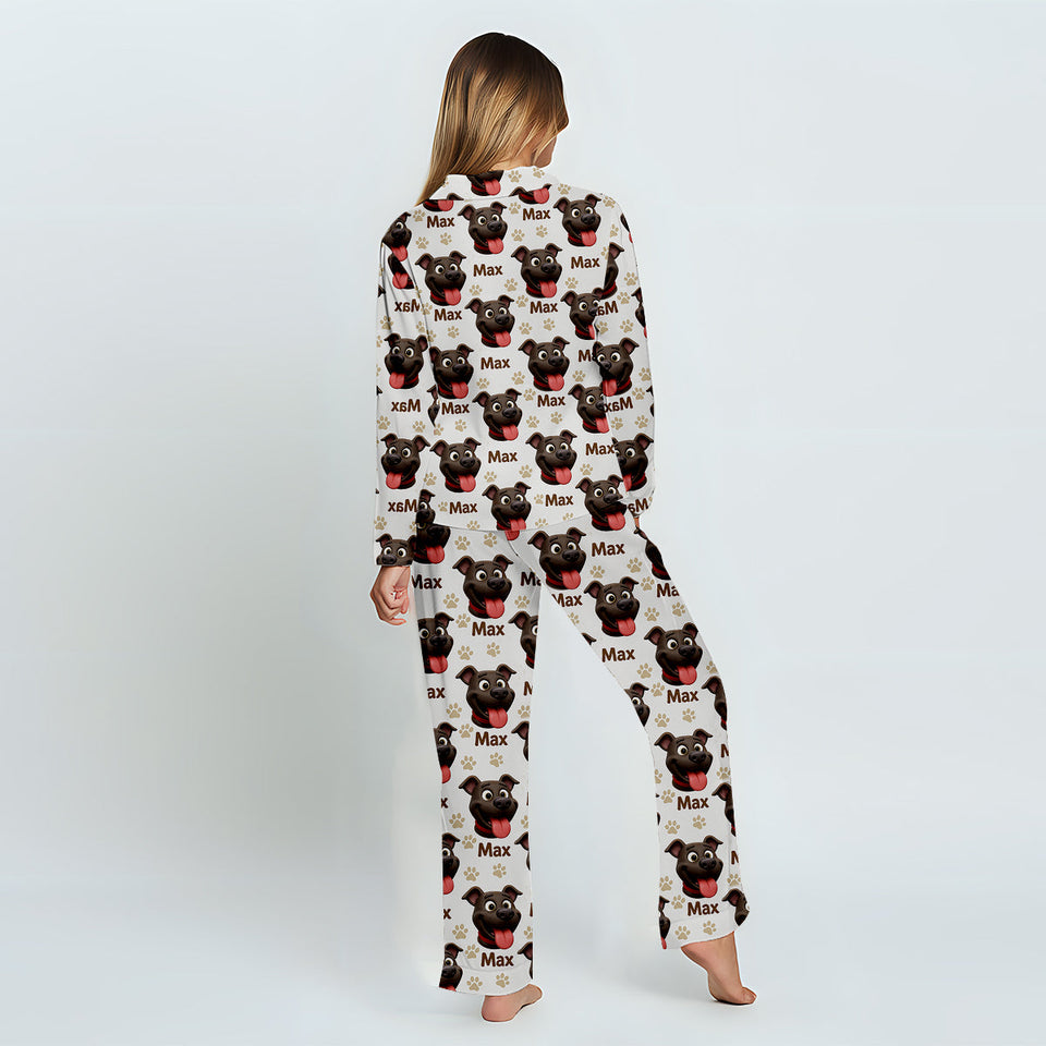 Custom Photo My Best Friend Has Four Paws - Personalized Dog Button Down Pajamas