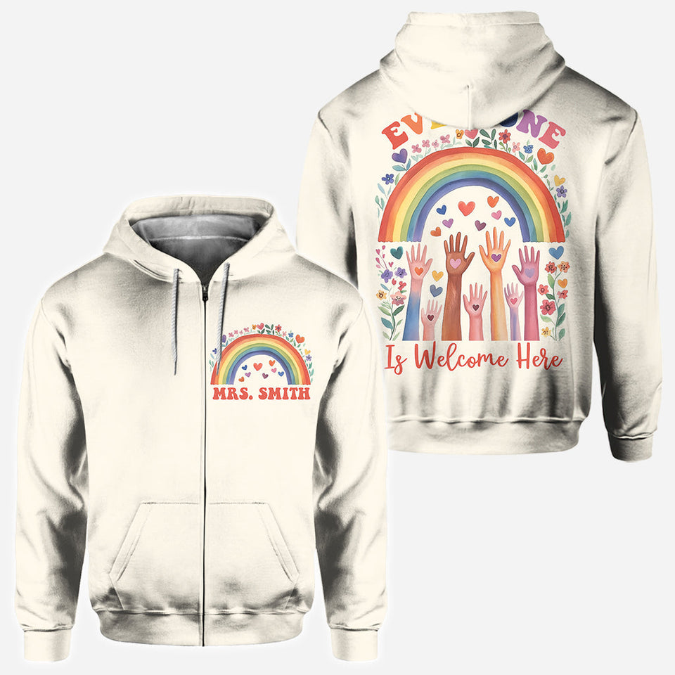 Everyone Is Welcome Here - Personalized Teacher All Over Shirt