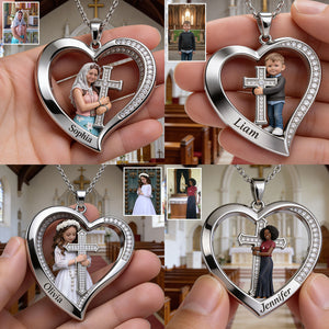 Faith Inspired Heart - Personalized Christian Shaped Metal Pendant Necklace