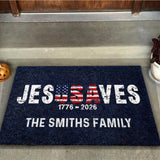 Jesus Saves 1776 - 2026 - Personalized Christian Doormat