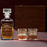 Birthday Gift For Whiskey - Bourbon Lovers - Personalized Whisky Whiskey Decanter Set